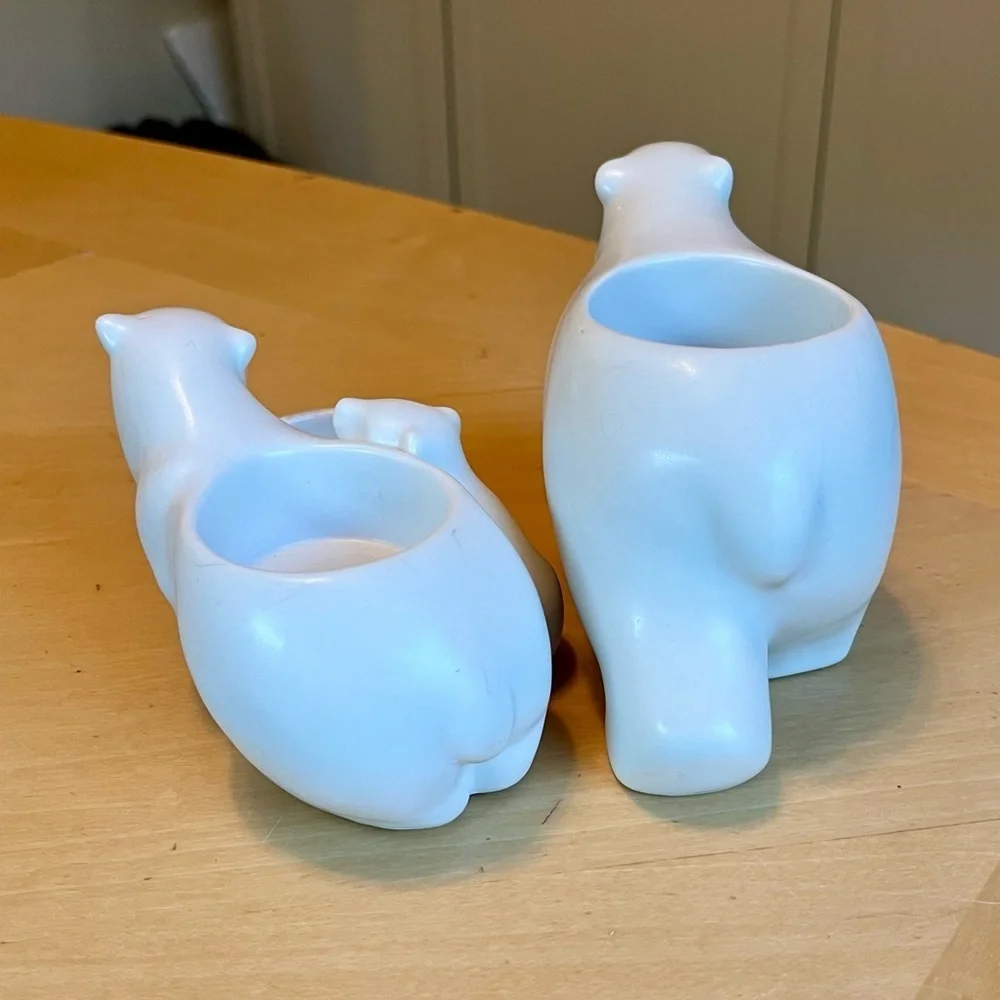 Yankee Candle Polar Bear Family Tea Light & Votive Candle Holders Set of 2